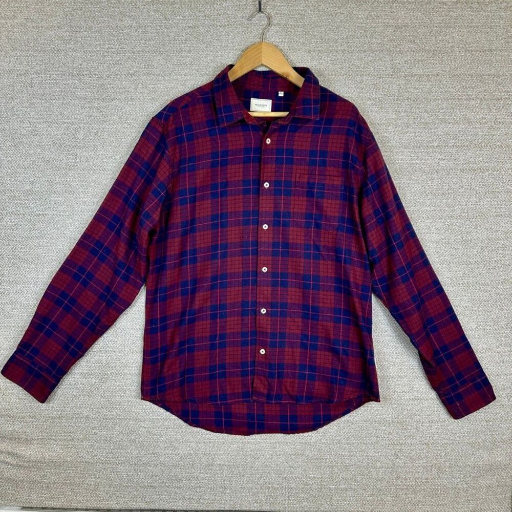 7 Diamonds Sz XL Plaid Flannel Sylvan Red Blue Soft Long Sleeve Button Down